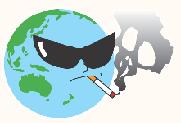 サングラスを掛けタバコをふかしている地球